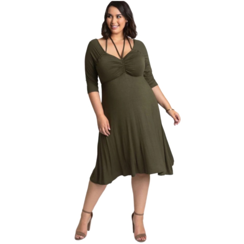 Kiyonna Olive Green‎ Midi Dress NWT Size XL